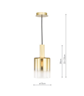 Savannah Ceiling Pendant Satin Gold and Gold Ombre Glass-2