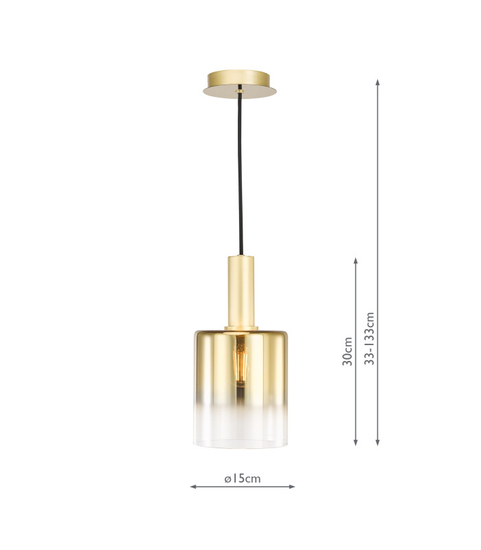 Savannah Ceiling Pendant Satin Gold and Gold Ombre Glass-2