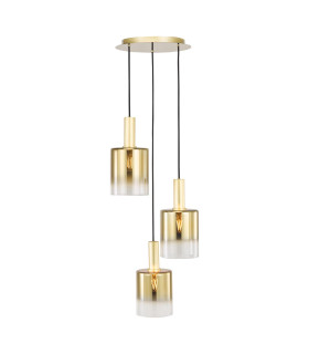 Savannah 3 Light Cluster Ceiling Pendant Satin Gold and Gold Ombre Glass-1