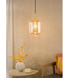 Tavia Ceiling Pendant Satin Gold and Amber Glass-2