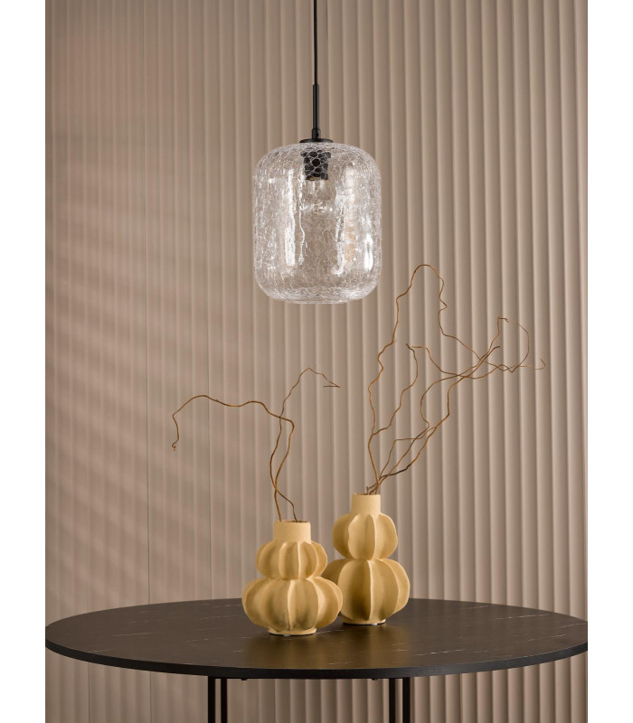 Tavia Ceiling Pendant Matt Black and Glass-3