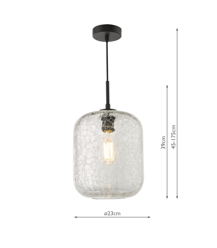 Tavia Ceiling Pendant Matt Black and Glass-4