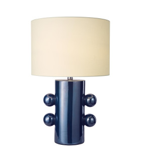 Tisha Table Lamp Blue Ceramic and Antique Brass With Shade-1