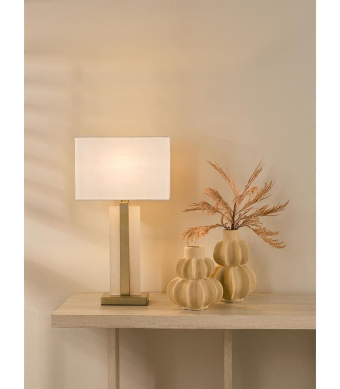 Tokori Table Lamp Alabaster and Brushed Gold With Shade-2