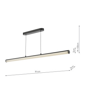 Tube Bar Ceiling Pendant Satin Black and Opal LED-2