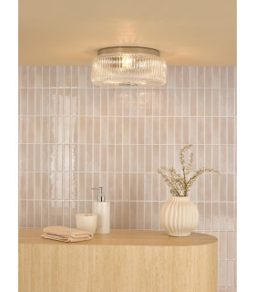 Twyman 3 Light Flush Polished Chrome and Ribbed Glass IP44-2