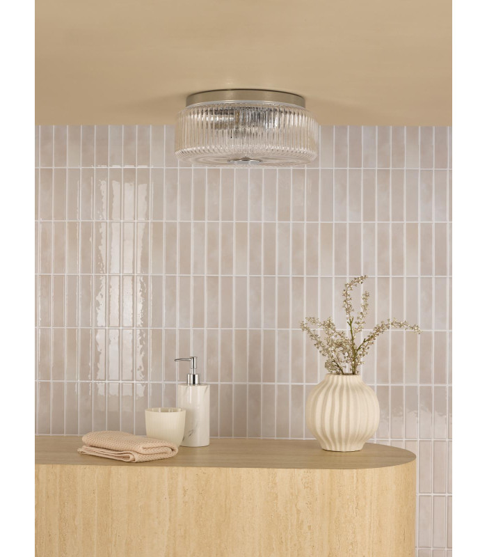 Twyman 3 Light Flush Polished Chrome and Ribbed Glass IP44-3