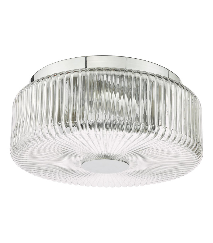 Twyman 3 Light Flush Polished Chrome and Ribbed Glass IP44-5