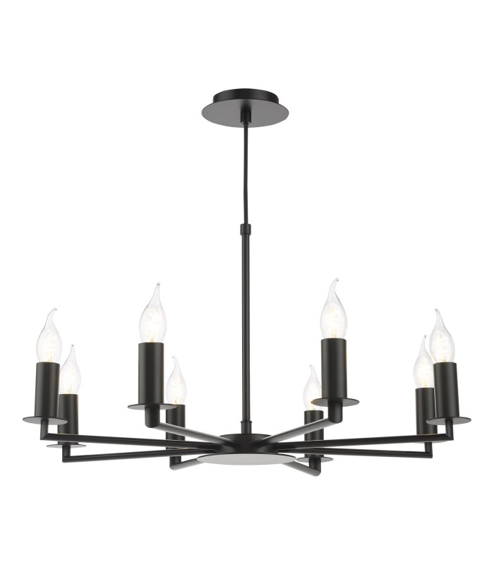 Tyler 8 Light Armed Ceiling Pendant Matt Black Fitting Only-1