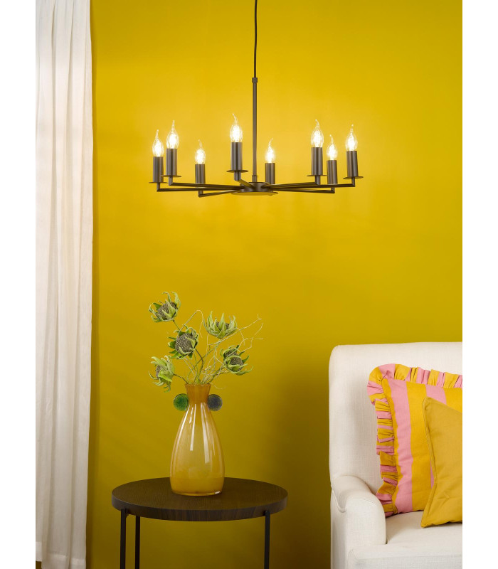 Tyler 8 Light Armed Ceiling Pendant Matt Black Fitting Only-2