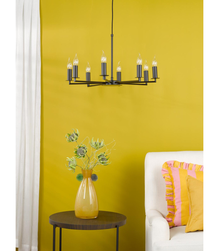 Tyler 8 Light Armed Ceiling Pendant Matt Black Fitting Only-3