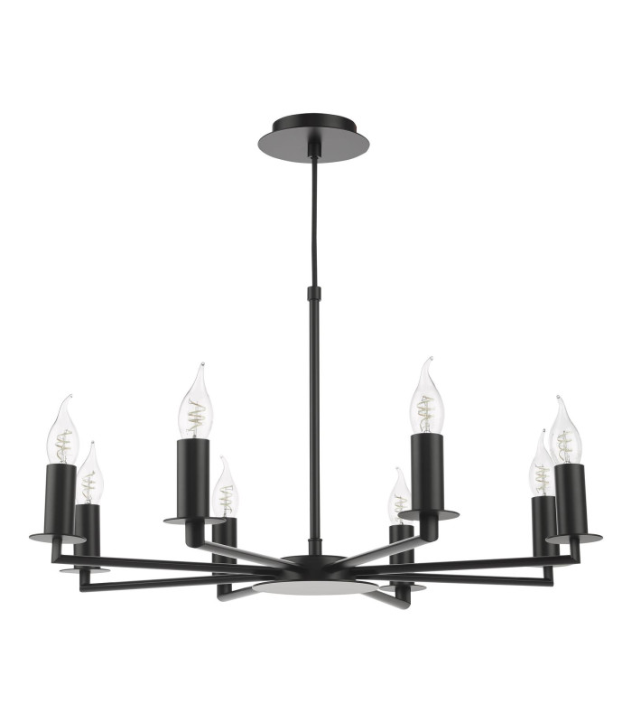 Tyler 8 Light Armed Ceiling Pendant Matt Black Fitting Only-6