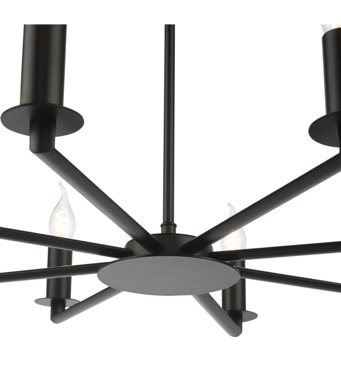 Tyler 8 Light Armed Ceiling Pendant Matt Black Fitting Only-8