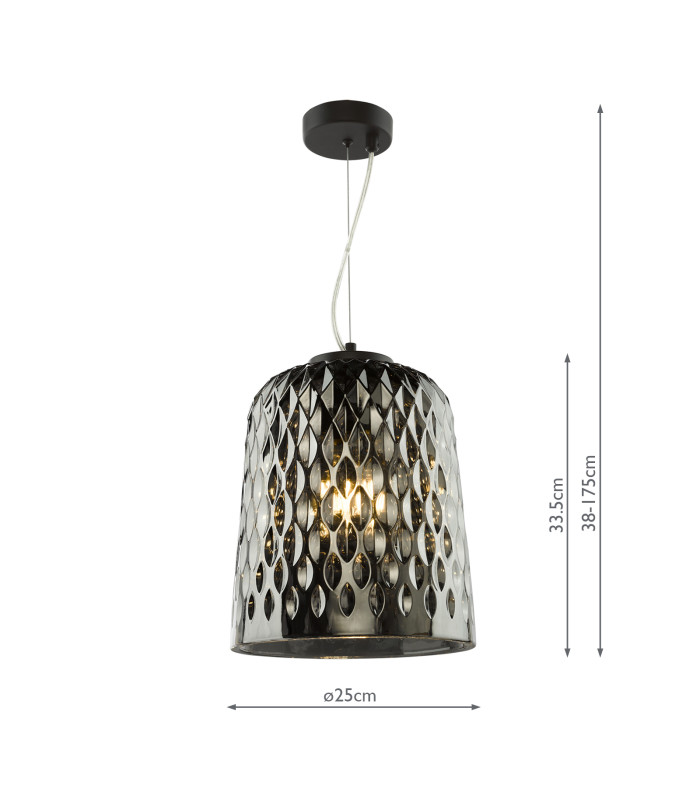 Varius Ceiling Pendant Matt Black and Smoked Glass-4