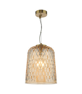 Varius Ceiling Pendant Natural Brass and Amber Glass-1