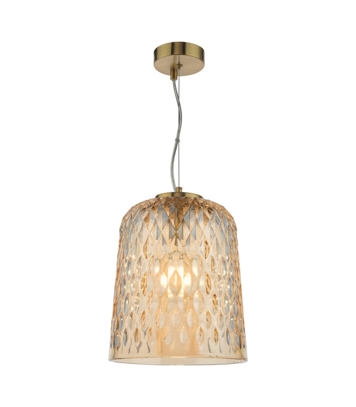 Varius Ceiling Pendant Natural Brass and Amber Glass-1
