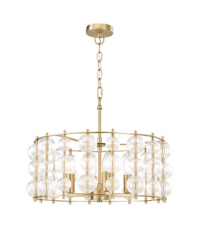 Yuridia 4 Light Ceiling Pendant Satin Gold and Ribbed Glass-1