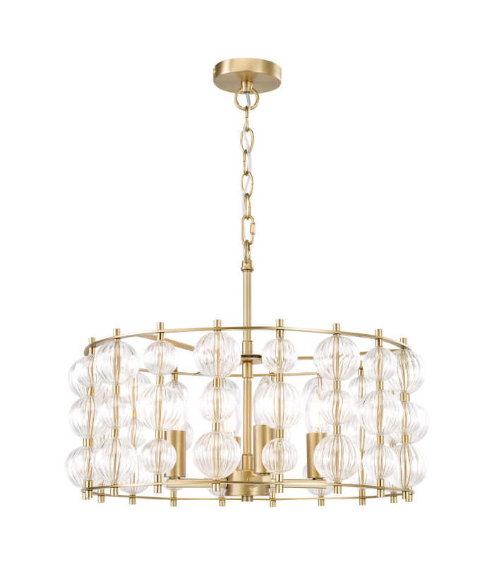 Yuridia 4 Light Ceiling Pendant Satin Gold and Ribbed Glass-1
