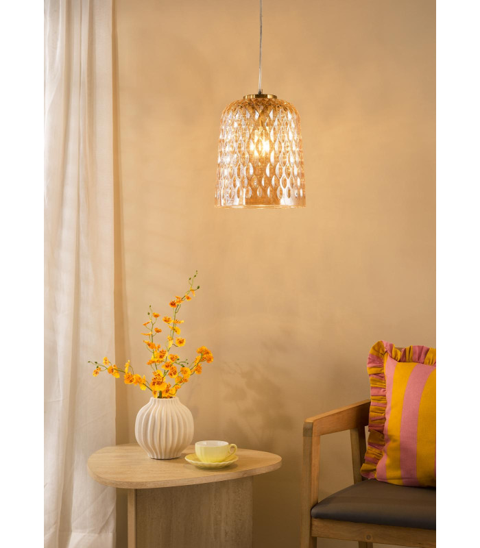 Varius Ceiling Pendant Natural Brass and Amber Glass-2