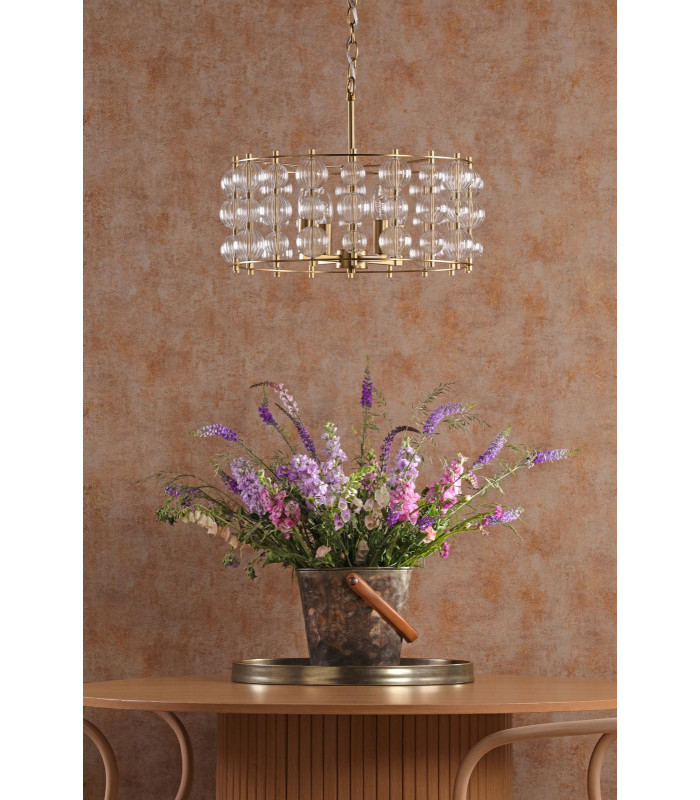 Yuridia 4 Light Ceiling Pendant Satin Gold and Ribbed Glass-3