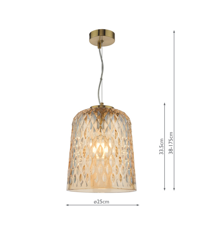 Varius Ceiling Pendant Natural Brass and Amber Glass-4