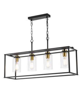 Abel 4 Light Bar Ceiling Pendant Satin Black and Glass-1
