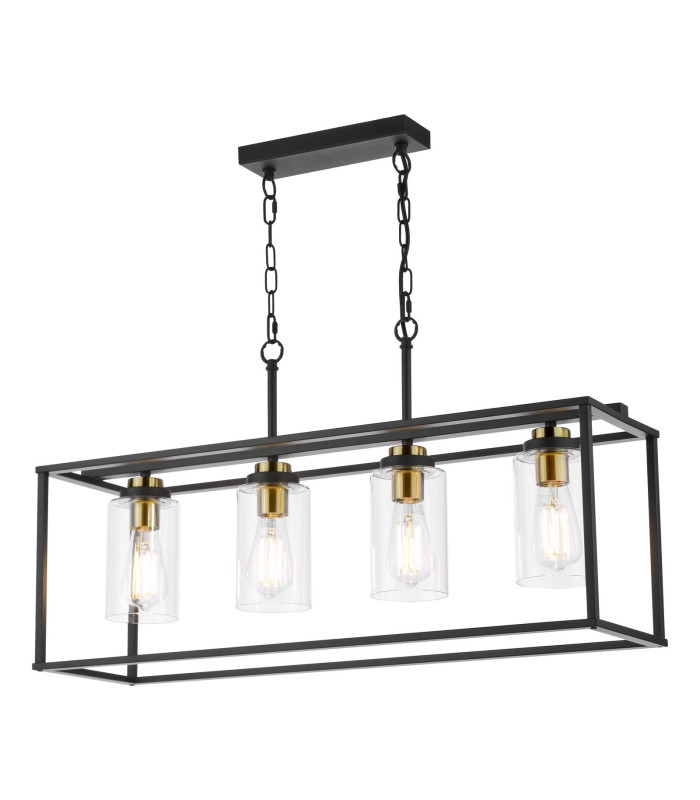 Abel 4 Light Bar Ceiling Pendant Satin Black and Glass-1