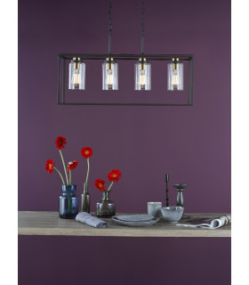 Abel 4 Light Bar Ceiling Pendant Satin Black and Glass-2