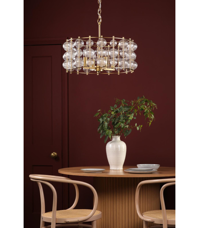 Yuridia 4 Light Ceiling Pendant Satin Gold and Ribbed Glass-5