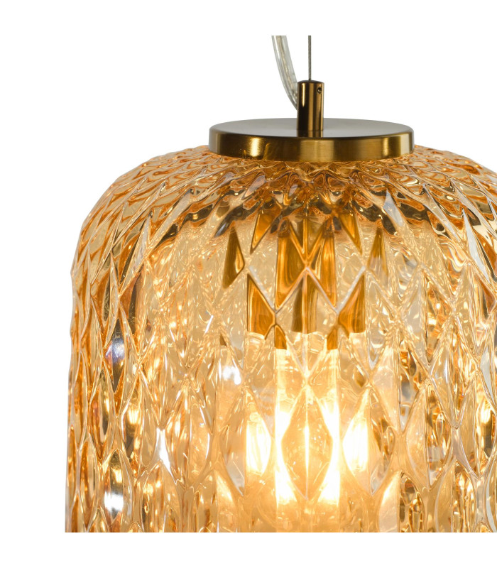 Varius Ceiling Pendant Natural Brass and Amber Glass-7