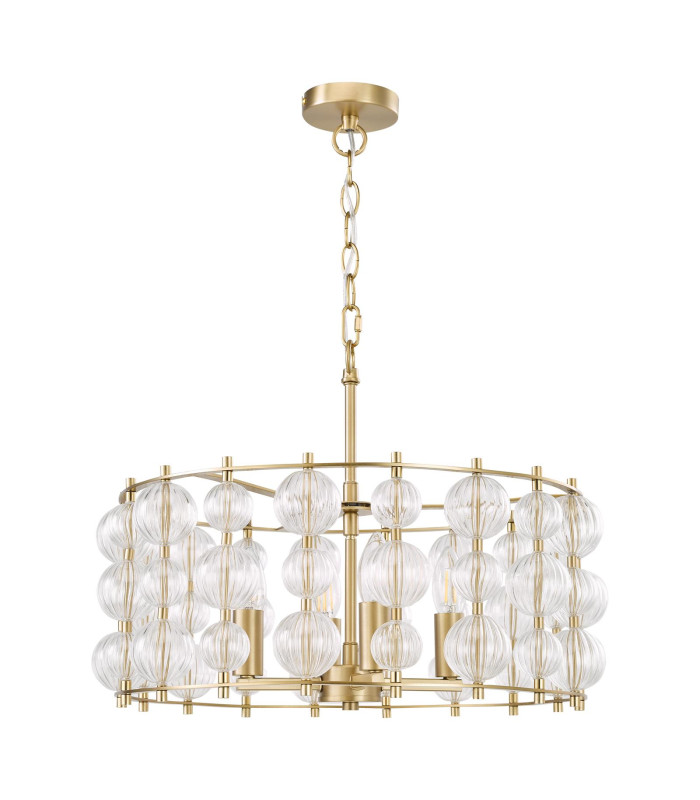 Yuridia 4 Light Ceiling Pendant Satin Gold and Ribbed Glass-7
