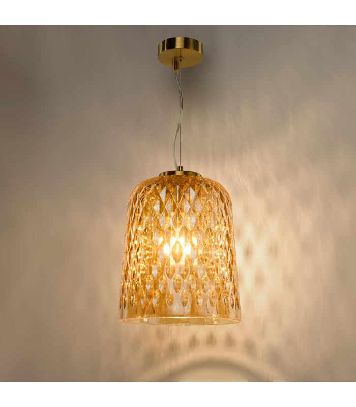Varius Ceiling Pendant Natural Brass and Amber Glass-8