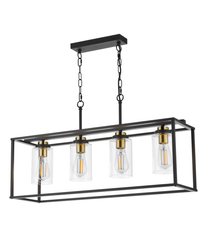 Abel 4 Light Bar Ceiling Pendant Satin Black and Glass-5