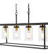 Abel 4 Light Bar Ceiling Pendant Satin Black and Glass-6