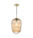 Abrielle Ceiling Pendant Brushed Bronze and Amber Ribbed Glass-1