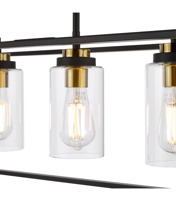 Abel 4 Light Bar Ceiling Pendant Satin Black and Glass-7