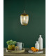 Abrielle Ceiling Pendant Brushed Bronze and Amber Ribbed Glass-2