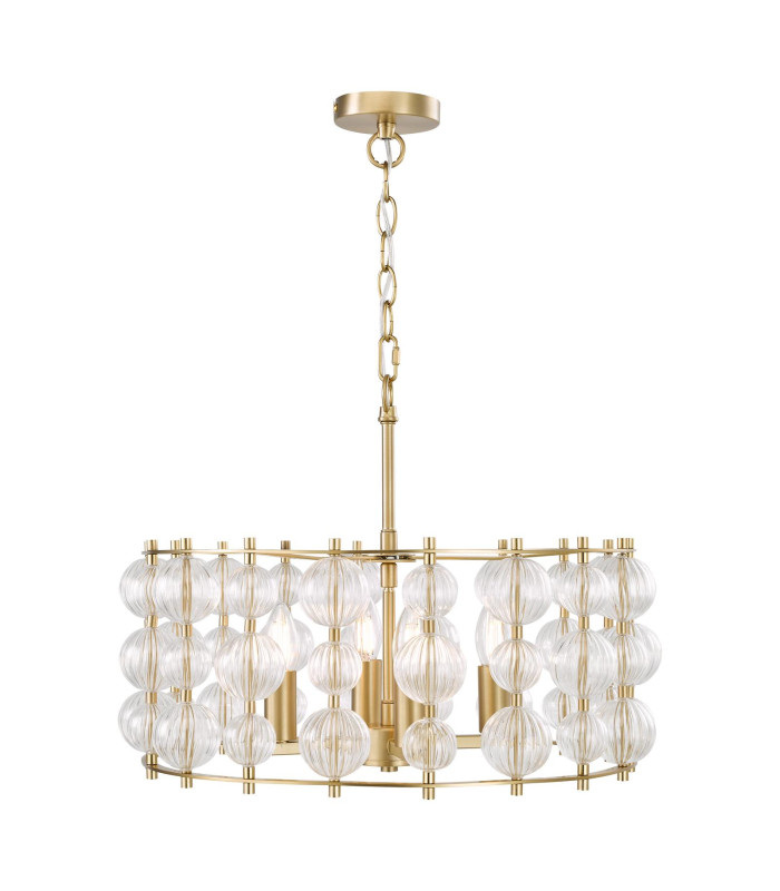 Yuridia 4 Light Ceiling Pendant Satin Gold and Ribbed Glass-10