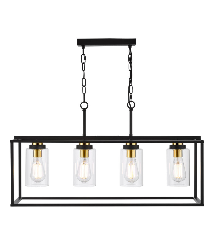 Abel 4 Light Bar Ceiling Pendant Satin Black and Glass-8