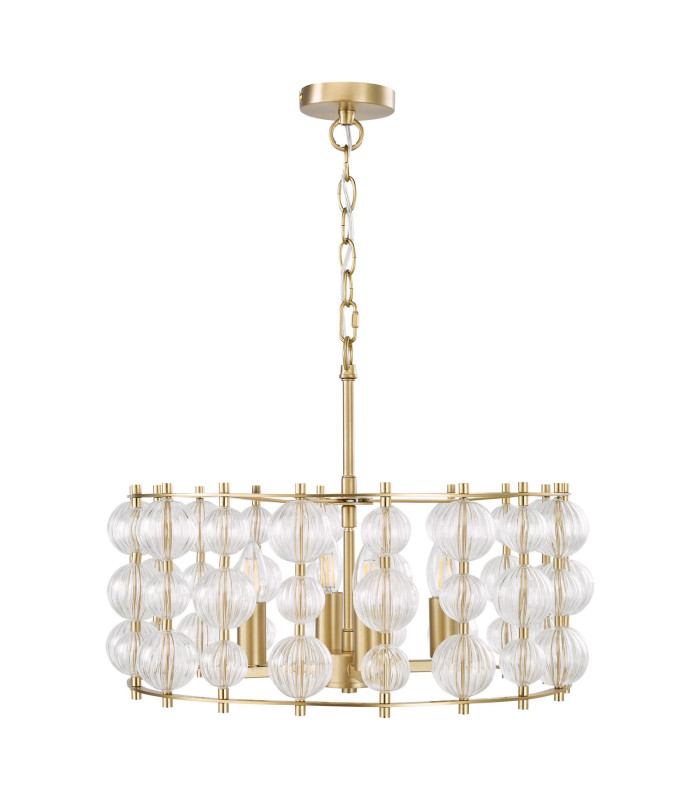Yuridia 4 Light Ceiling Pendant Satin Gold and Ribbed Glass-11
