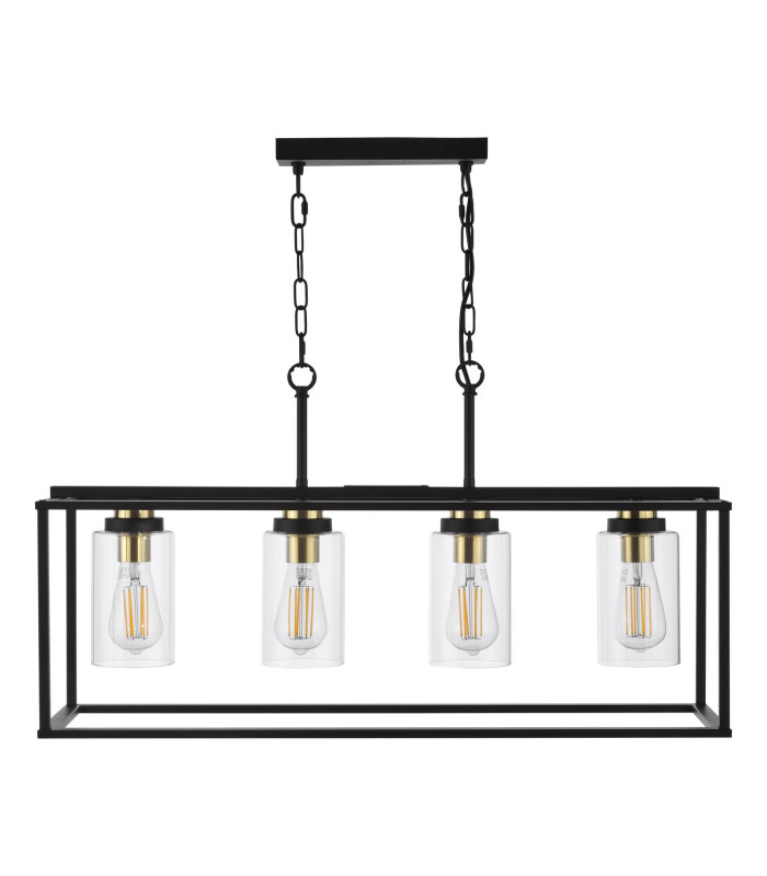 Abel 4 Light Bar Ceiling Pendant Satin Black and Glass-9