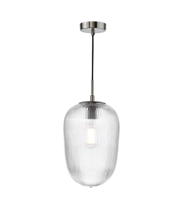 Abrielle Ceiling Pendant Brushed Nickel and Ribbed Glass-1
