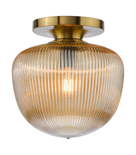 Abrielle Flush Brushed Bronze and Amber Ribbed Glass-1