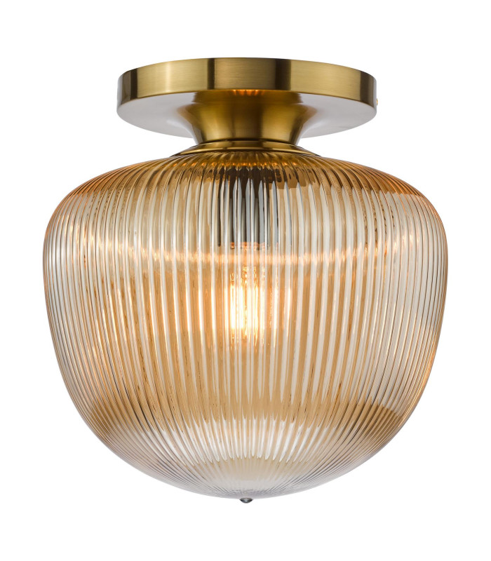 Abrielle Flush Brushed Bronze and Amber Ribbed Glass-1