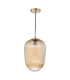 Abrielle Ceiling Pendant Brushed Bronze and Amber Ribbed Glass-5