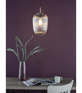 Abrielle Ceiling Pendant Brushed Nickel and Ribbed Glass-2