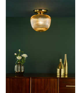 Abrielle Flush Brushed Bronze and Amber Ribbed Glass-2