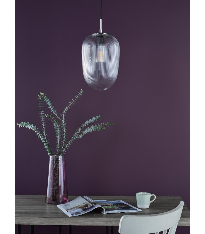 Abrielle Ceiling Pendant Brushed Nickel and Ribbed Glass-3