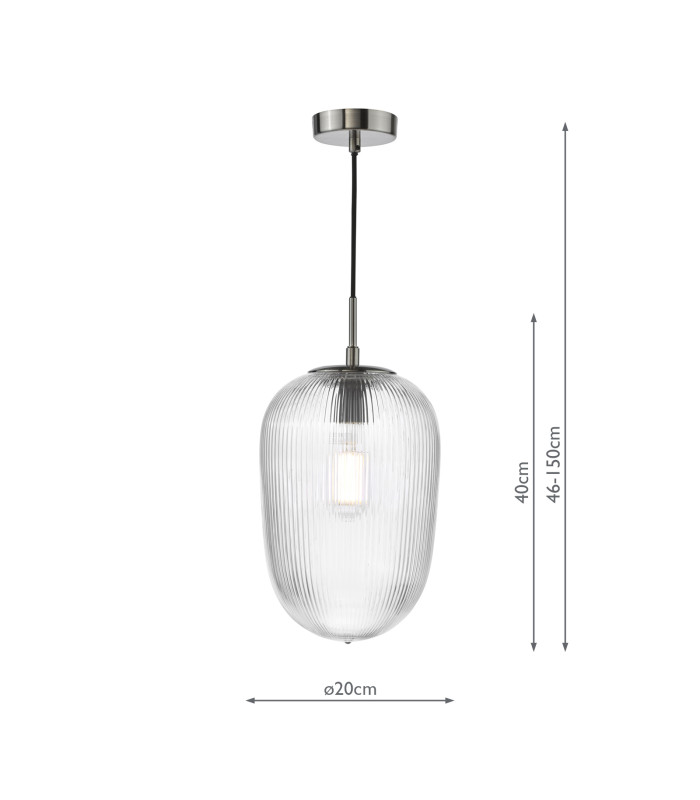 Abrielle Ceiling Pendant Brushed Nickel and Ribbed Glass-4