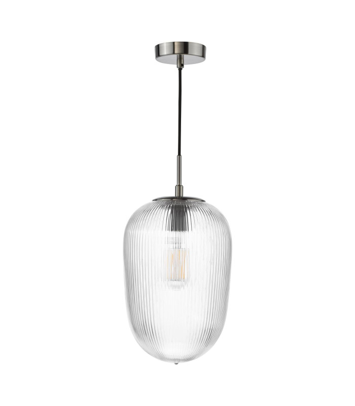 Abrielle Ceiling Pendant Brushed Nickel and Ribbed Glass-5